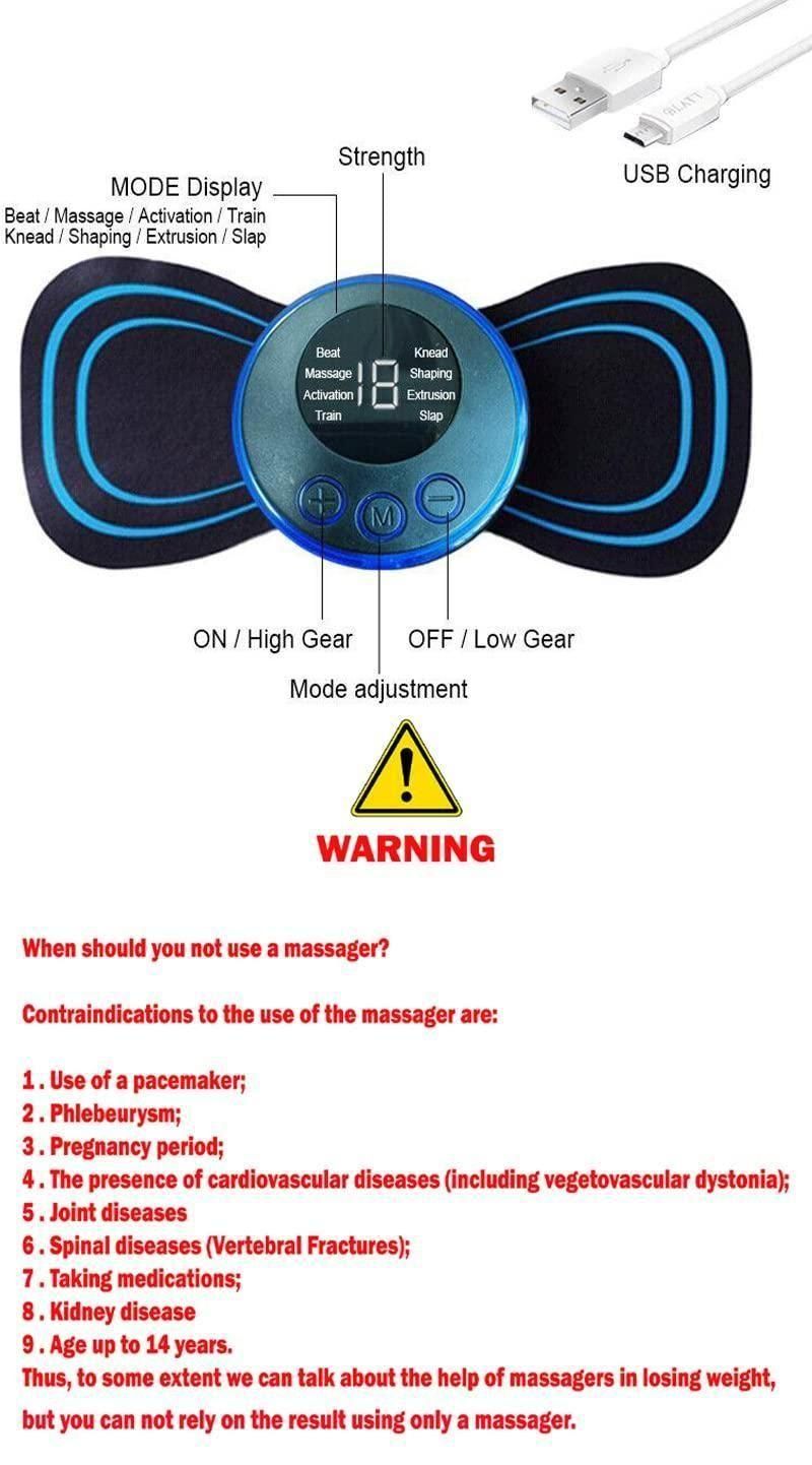 Mini Electric Massager with 8 Modes and 19 Strength Levels, Rechargeable