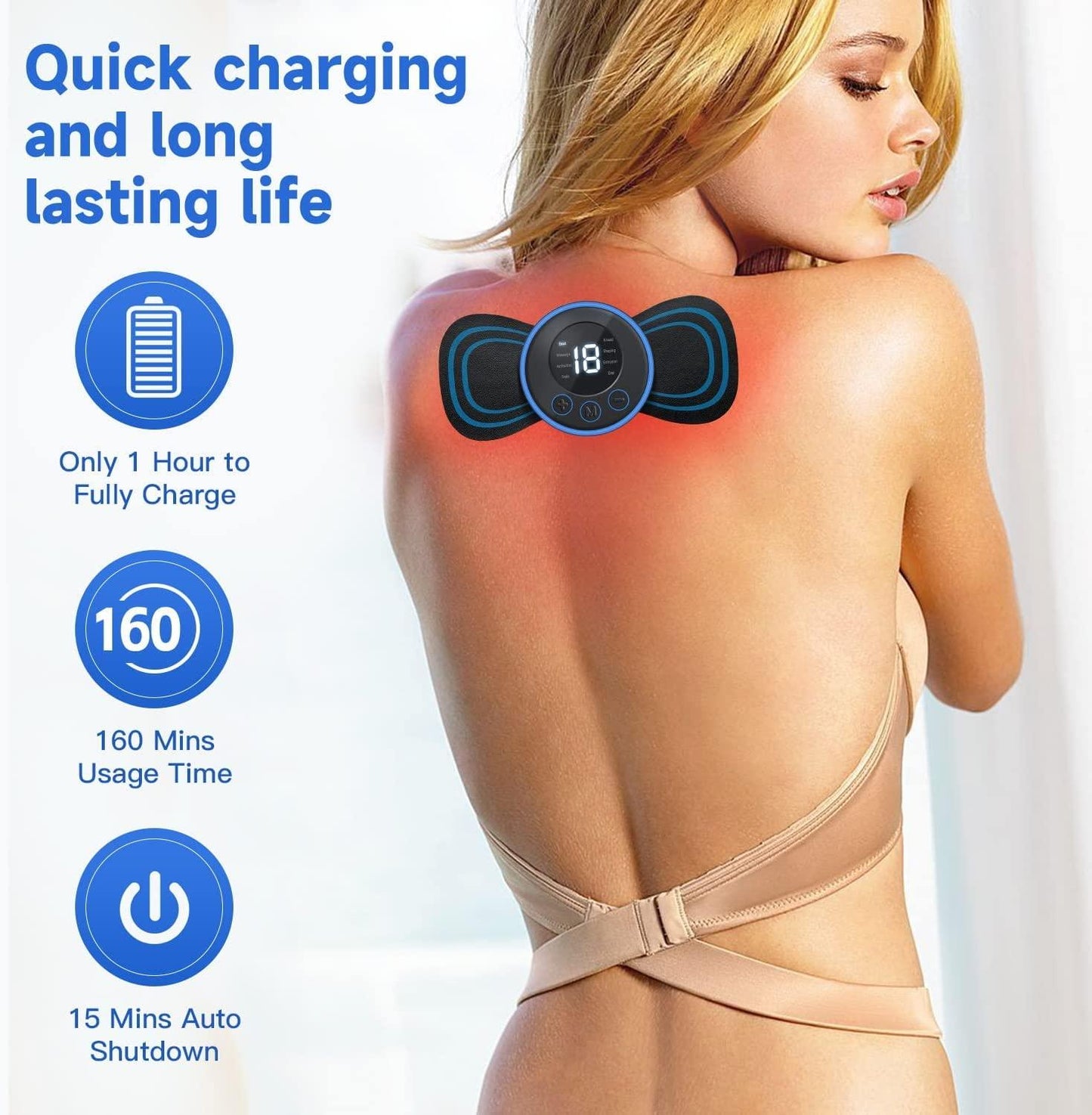 Mini Electric Massager with 8 Modes and 19 Strength Levels, Rechargeable