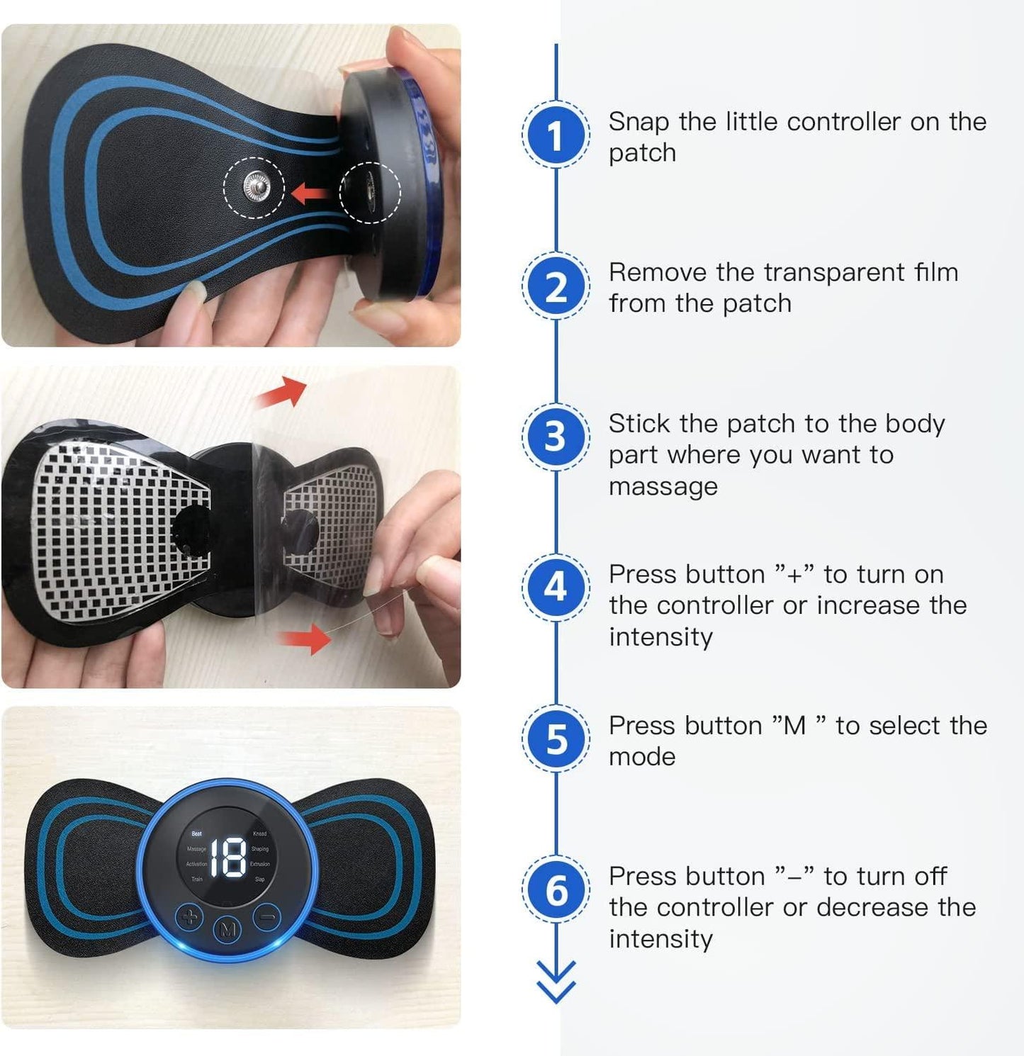 Mini Electric Massager with 8 Modes and 19 Strength Levels, Rechargeable