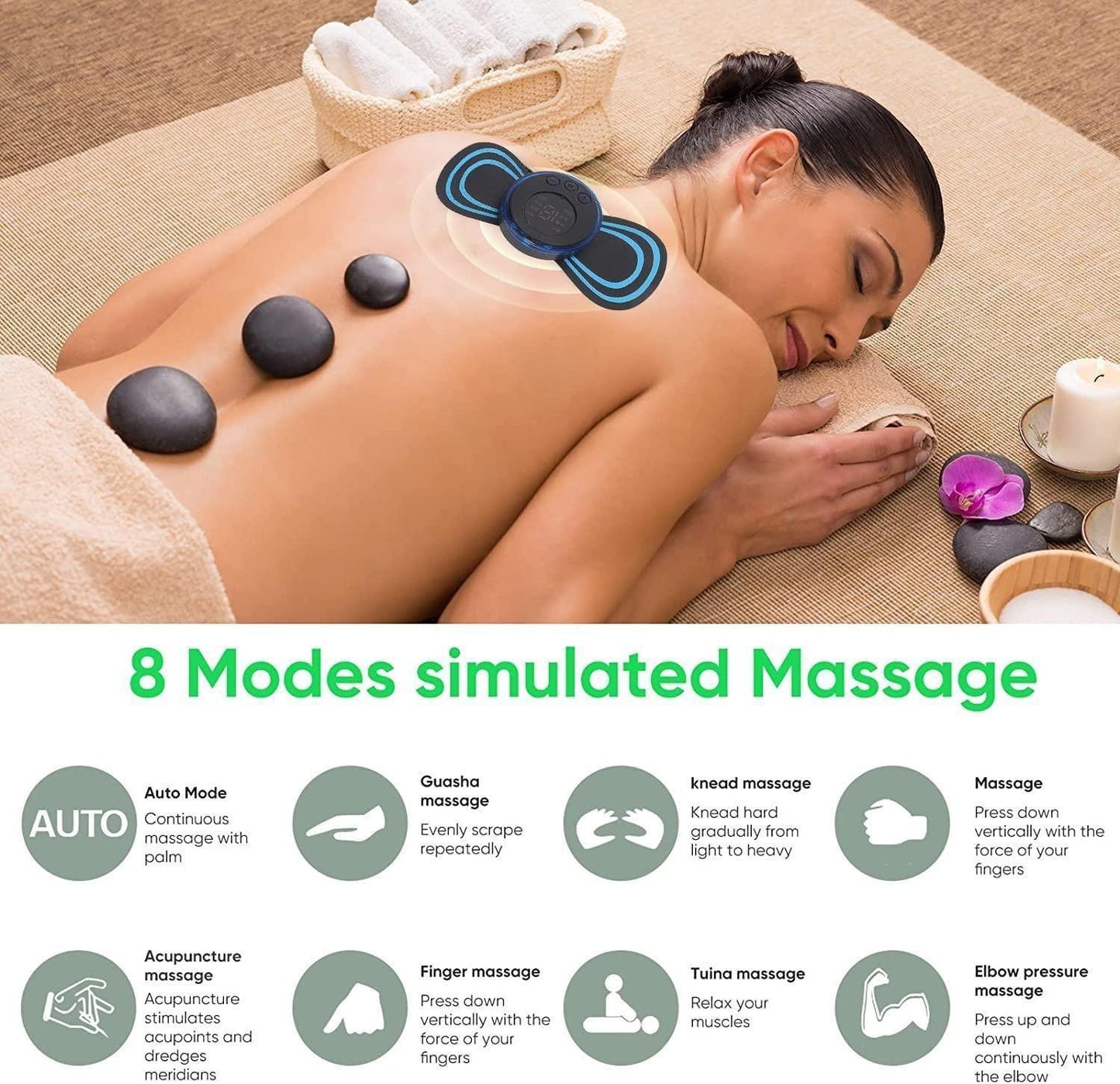 Mini Electric Massager with 8 Modes and 19 Strength Levels, Rechargeable