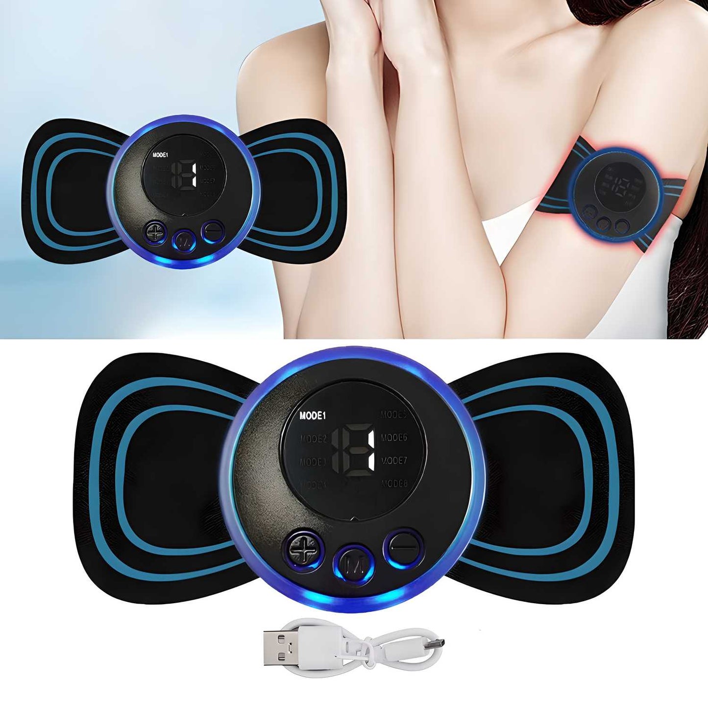 Mini Electric Massager with 8 Modes and 19 Strength Levels, Rechargeable