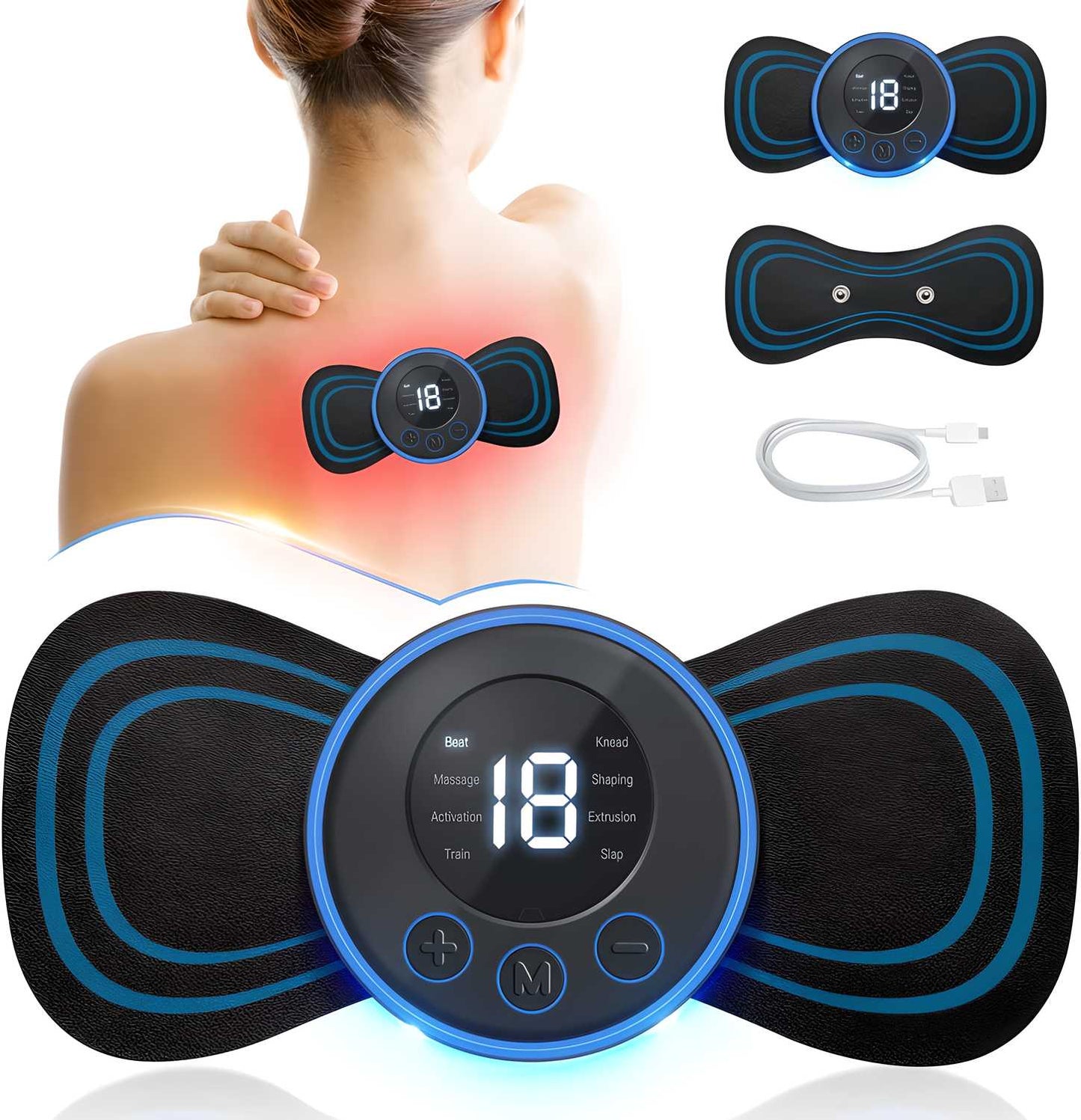 Mini Electric Massager with 8 Modes and 19 Strength Levels, Rechargeable