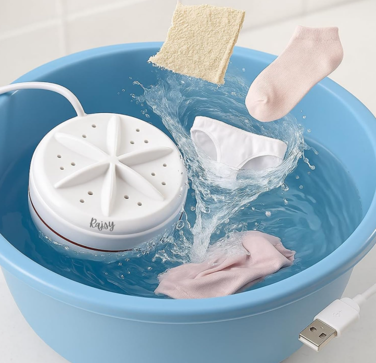2In1 Mini Washing Machine Portable Rotating Ultrasonic Turbine Washer