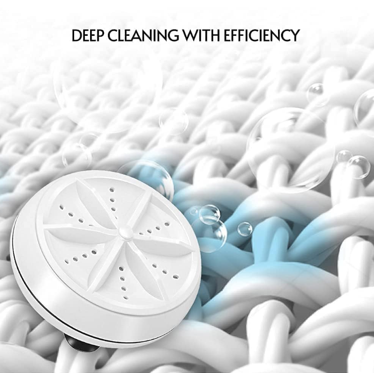 2In1 Mini Washing Machine Portable Rotating Ultrasonic Turbine Washer