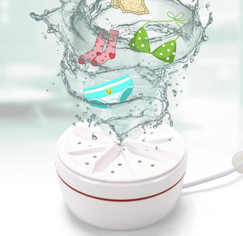2In1 Mini Washing Machine Portable Rotating Ultrasonic Turbine Washer