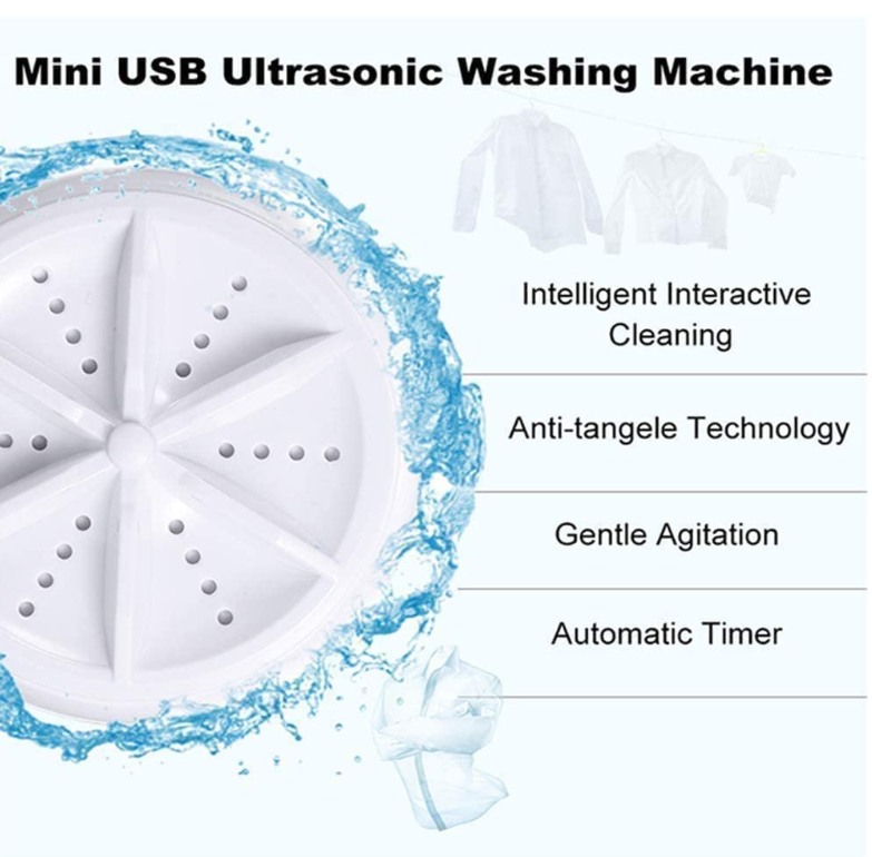 2In1 Mini Washing Machine Portable Rotating Ultrasonic Turbine Washer