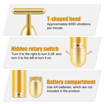 24K Gold Energy Beauty Bar Electric Facial Massage Roller