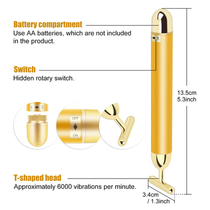 24K Gold Energy Beauty Bar Electric Facial Massage Roller