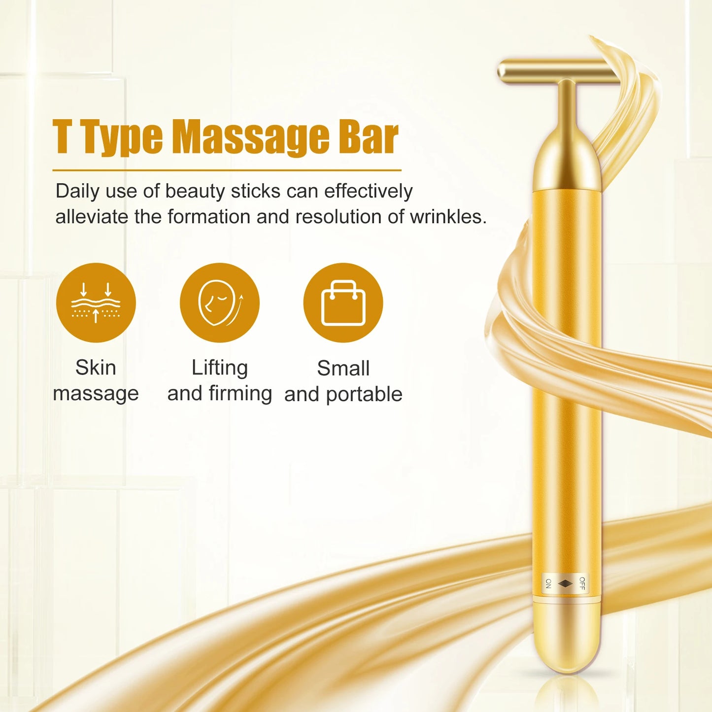 24K Gold Energy Beauty Bar Electric Facial Massage Roller