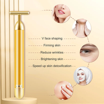 24K Gold Energy Beauty Bar Electric Facial Massage Roller