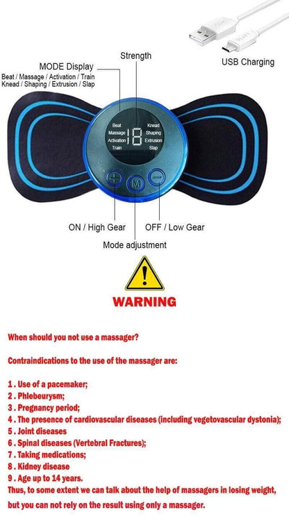 Mini Electric Massager with 8 Modes and 19 Strength Levels, Rechargeable