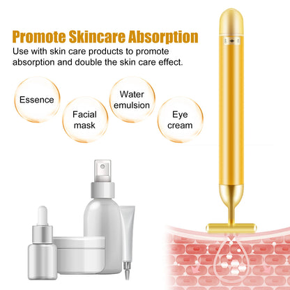 24K Gold Energy Beauty Bar Electric Facial Massage Roller