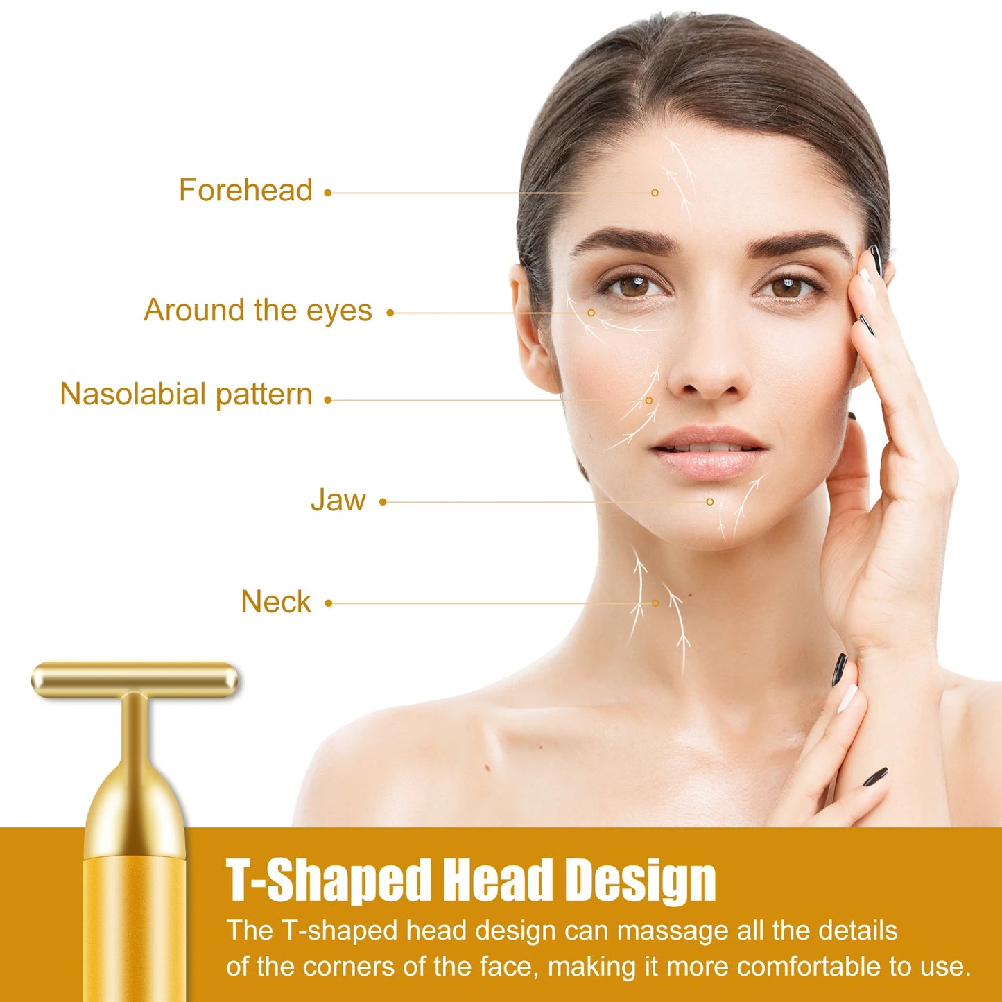 24K Gold Energy Beauty Bar Electric Facial Massage Roller