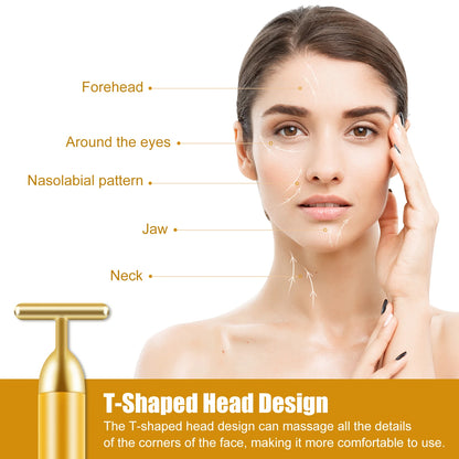 24K Gold Energy Beauty Bar Electric Facial Massage Roller