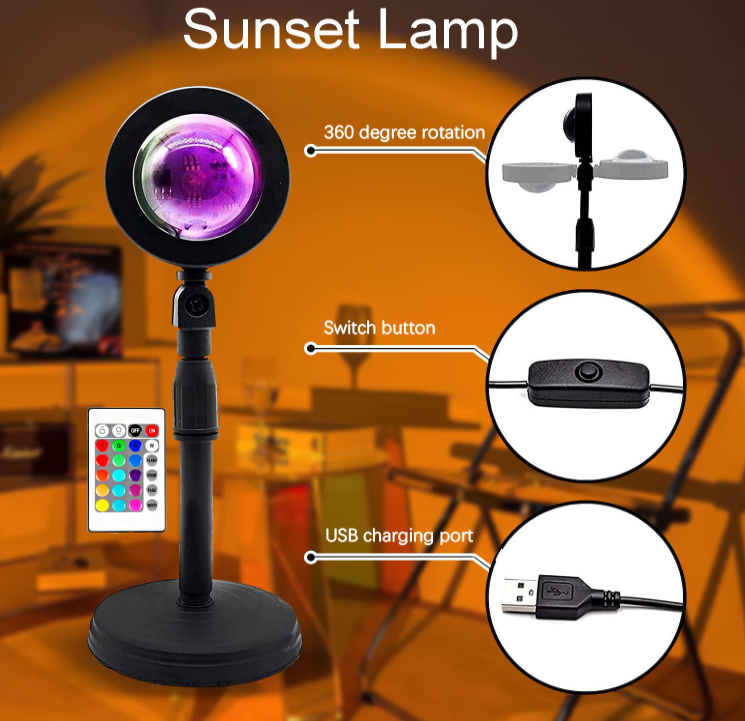 16 Colour Changing Sunset Projection Lamp