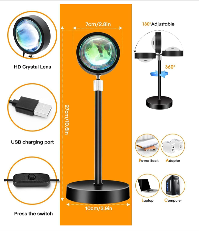 16 Colour Changing Sunset Projection Lamp