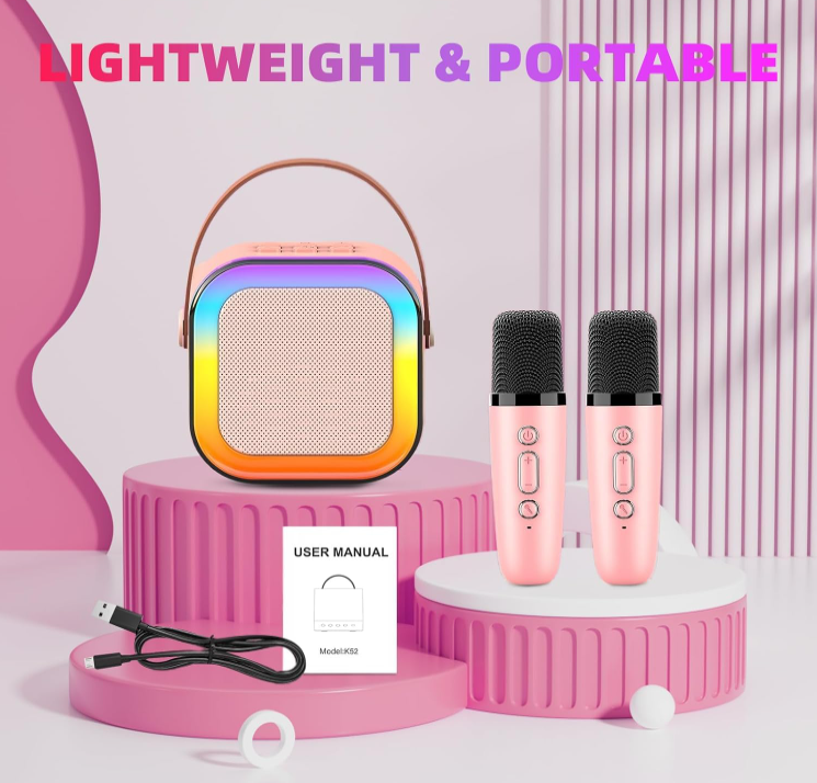 Mini Karoke Bluetooth Speaker With 2 Mic