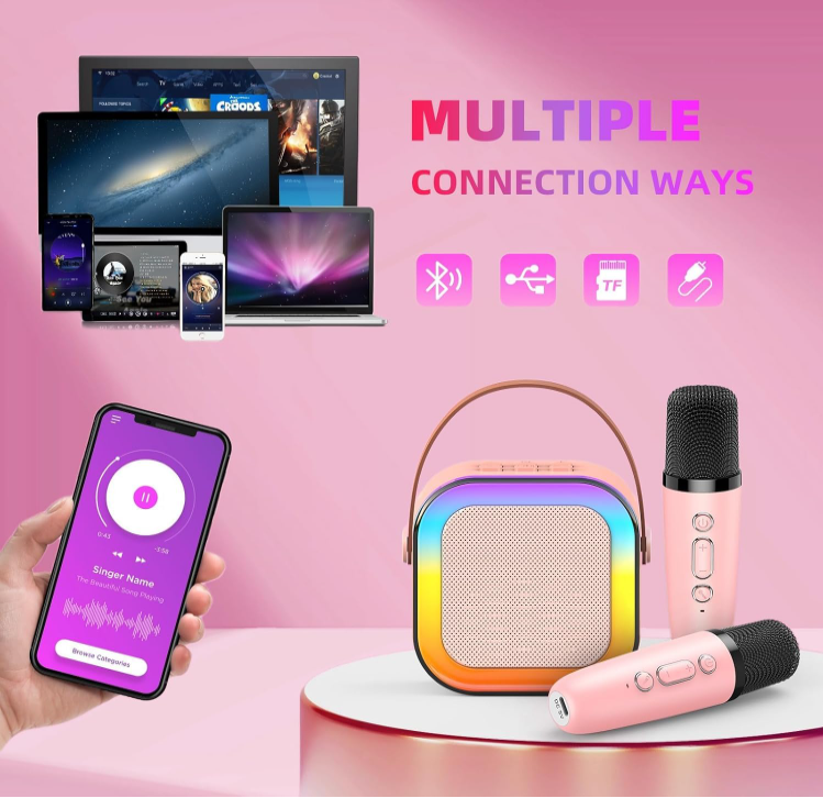Mini Karoke Bluetooth Speaker With 2 Mic