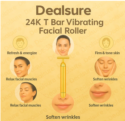 24K Gold Energy Beauty Bar Electric Facial Massage Roller