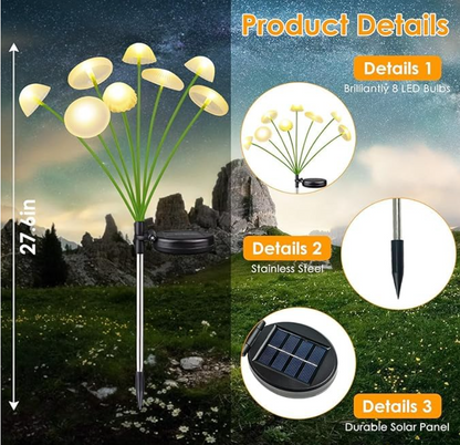 8 Solar LED Mushroom Garden Solar Light